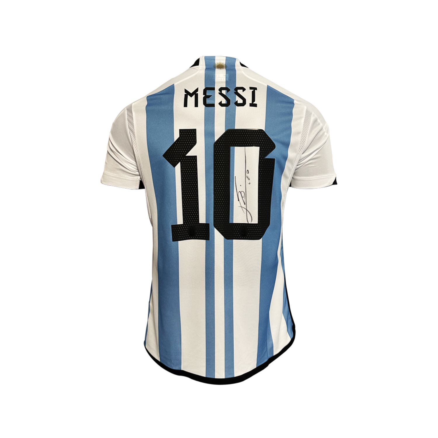 Lionel Messi Official Back Signed Argentina 2022 23 Framed World Cup Home Jersey