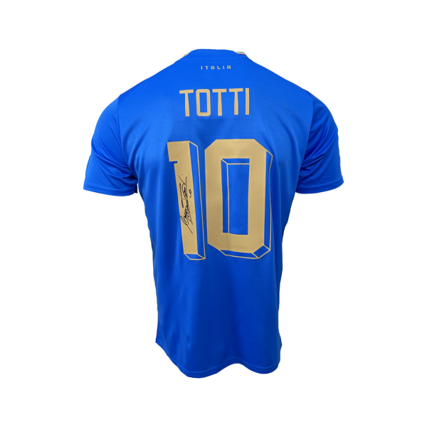 Francesco Totti Back Signed Modern Italy Home Jersey With Fan Style Numbers
