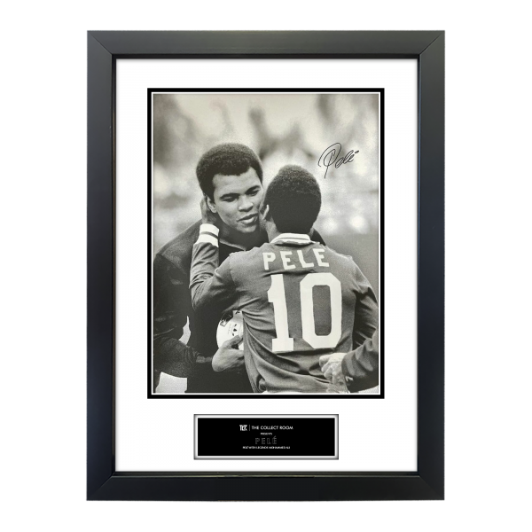 Pele with Legend Muhammed Ali Signed Framed Image