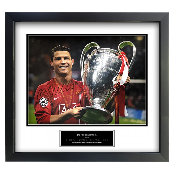 Cristiano Ronaldo Signed Manchester United Champions League 2007-08 with Throphy Image